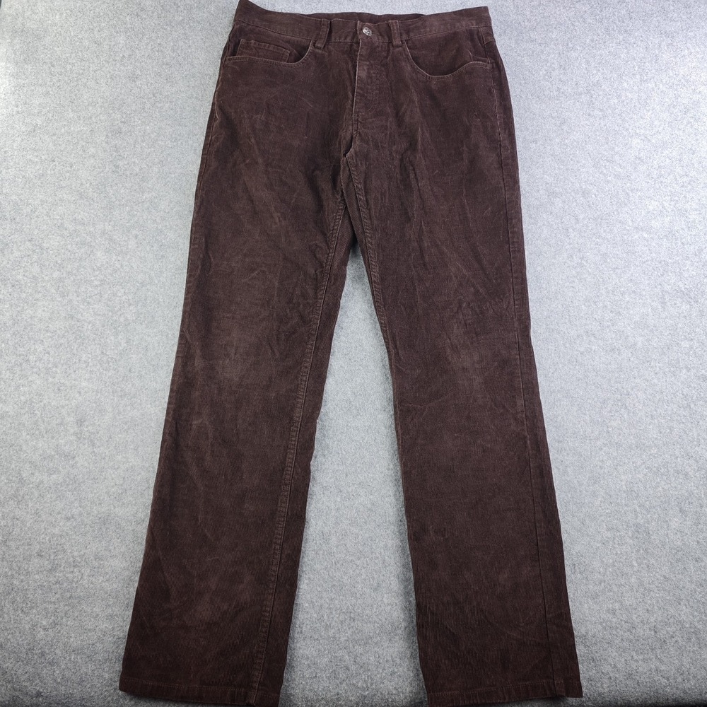 Brooks Brothers Corduroy Pants Mens 33x32 Brown Flat Front Cotton Stretch‎